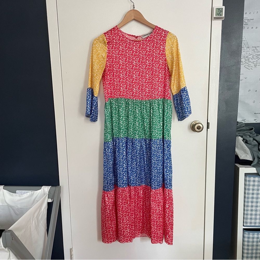 Twisted Wunder Midaxi Smock Dress in Color Block